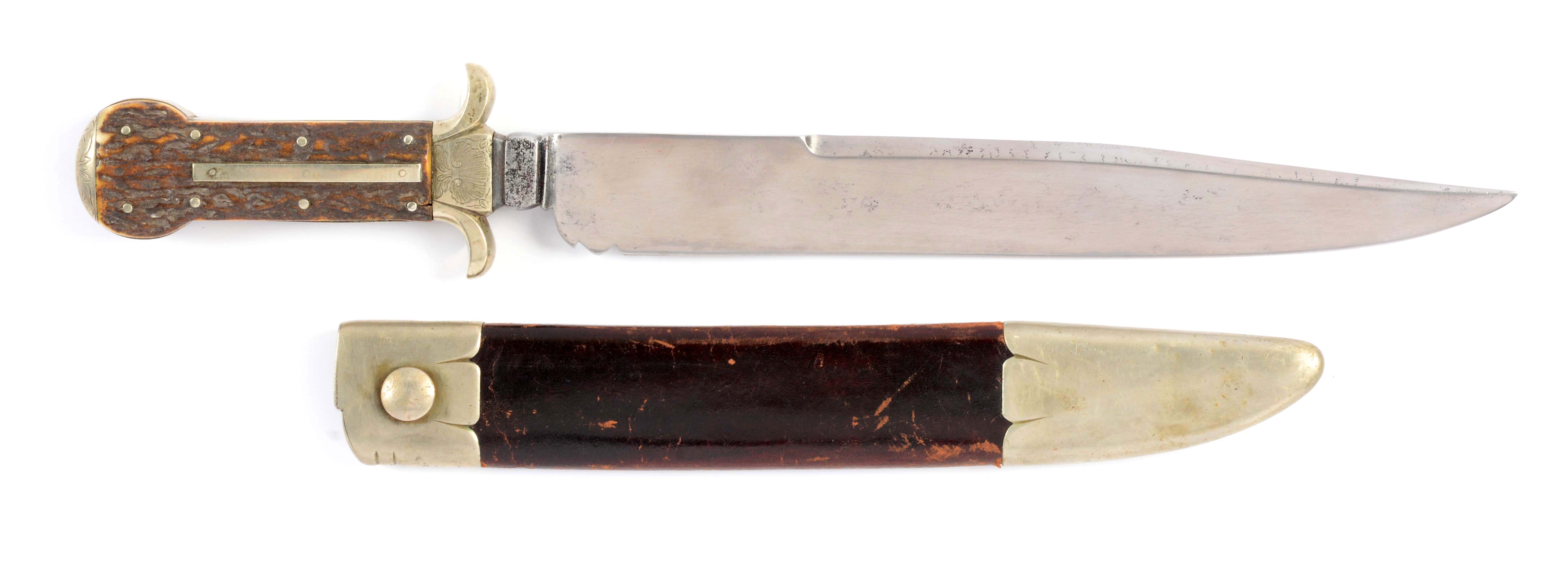 Early Forged-Bolster Dogbone Bowie Knife made for Wolfe & Clarks, NY, estimated at $15,000-18,000.