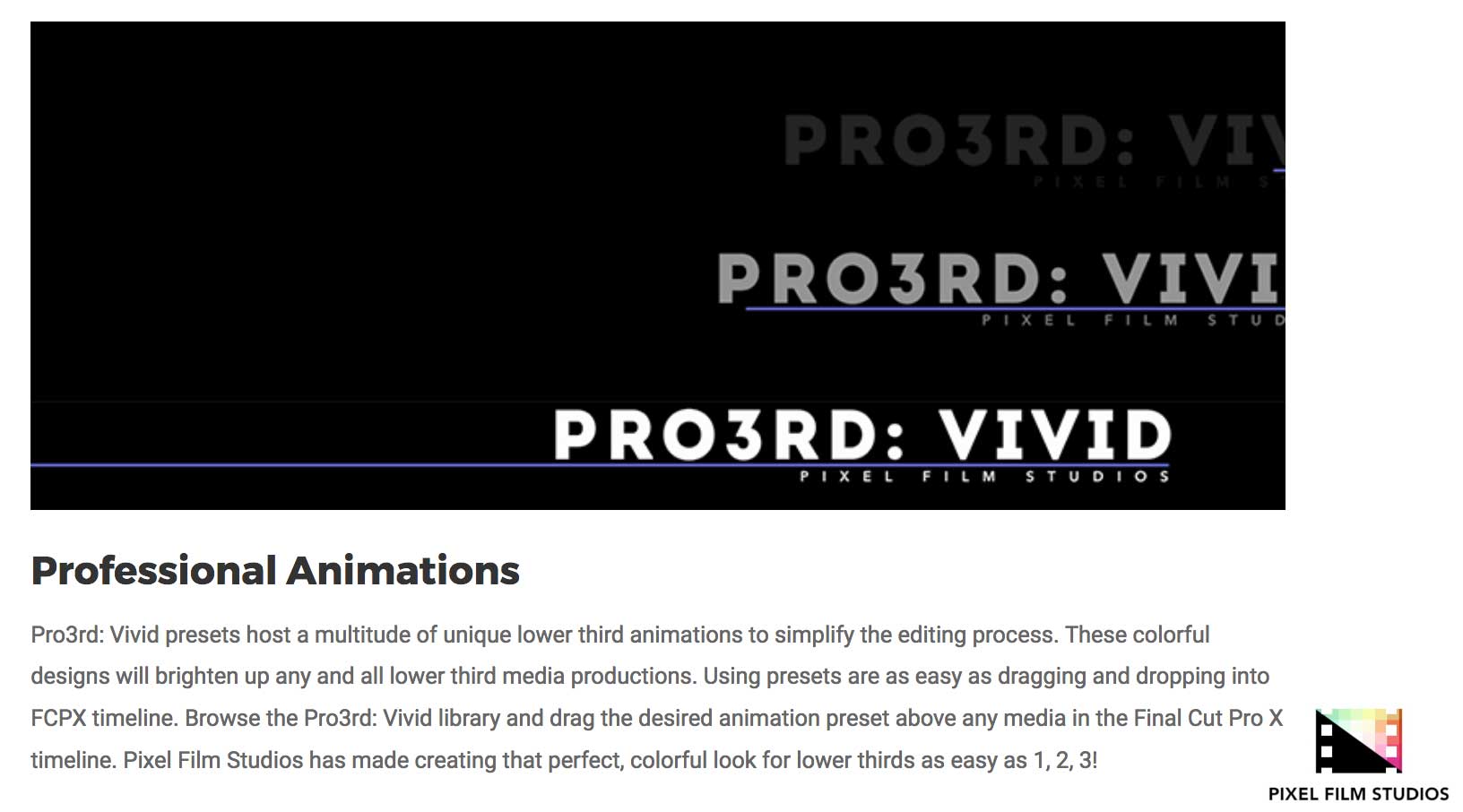 Pro3rd Vivid - Pixel Film Studios - FCPX Effects and Plugins