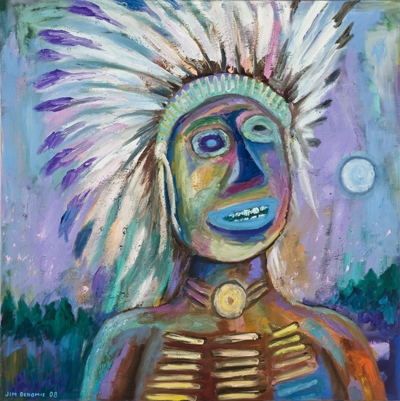 Jim Denomie (Ojibwe, born 1955) Blue Eyed Chief, 2008 Oil on canvas Museum Purchase: Eiteljorg Fellowship