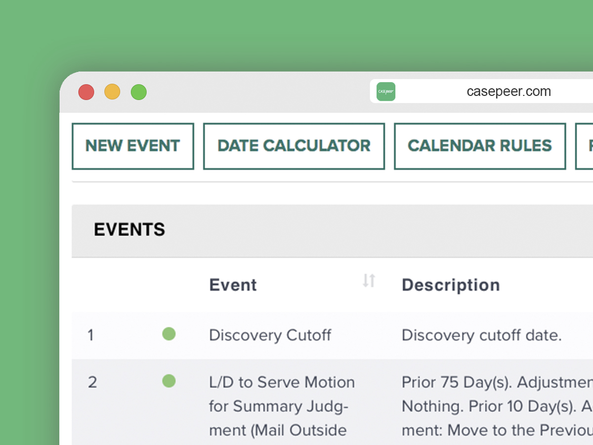 CASEpeer's new integration enables users to automatically calculate deadlines.