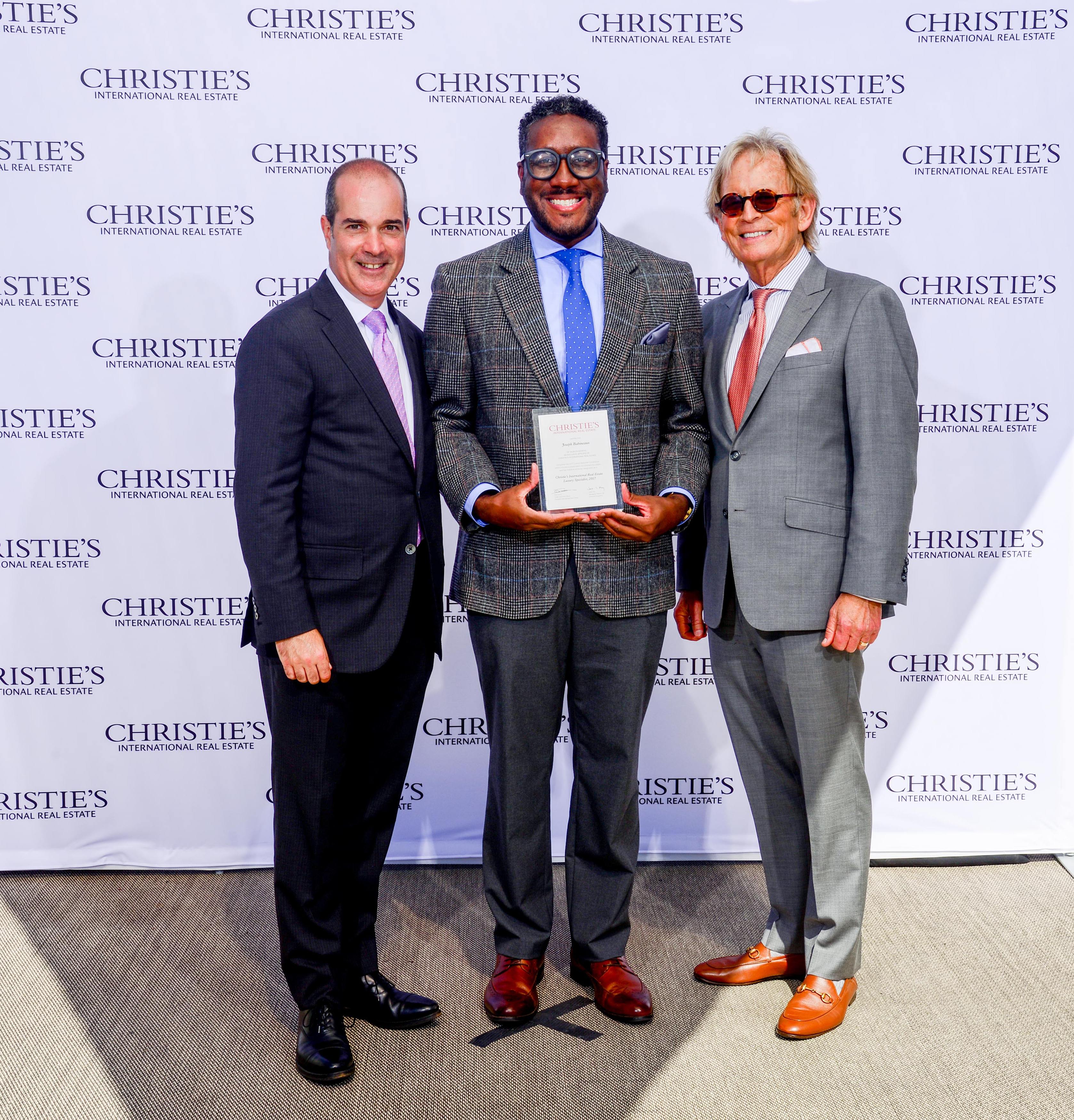 (L-R): Dan Conn, CEO of Christie's International Real Estate, Joseph Babineaux of Dilbeck Estates, and Zackary Wright, Executive Director of Christie's International Real Estate
