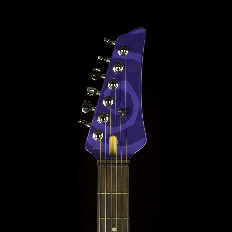 Headstock : Custom Line 6 Variax JTV 69 guitar - "Mad T Party"