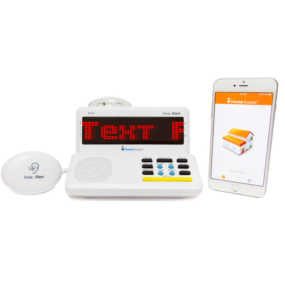 HomeAware can be used with your smartphone. Shown are a basic receiver and smartphone transmitter/receiver.