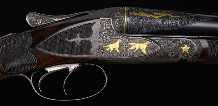 Extremely Fine A. H. Fox "FE" Grade 20 Gauge Shotgun with Special Gold Inlays (Tauber Collection), estimated at $150,000-225,000.