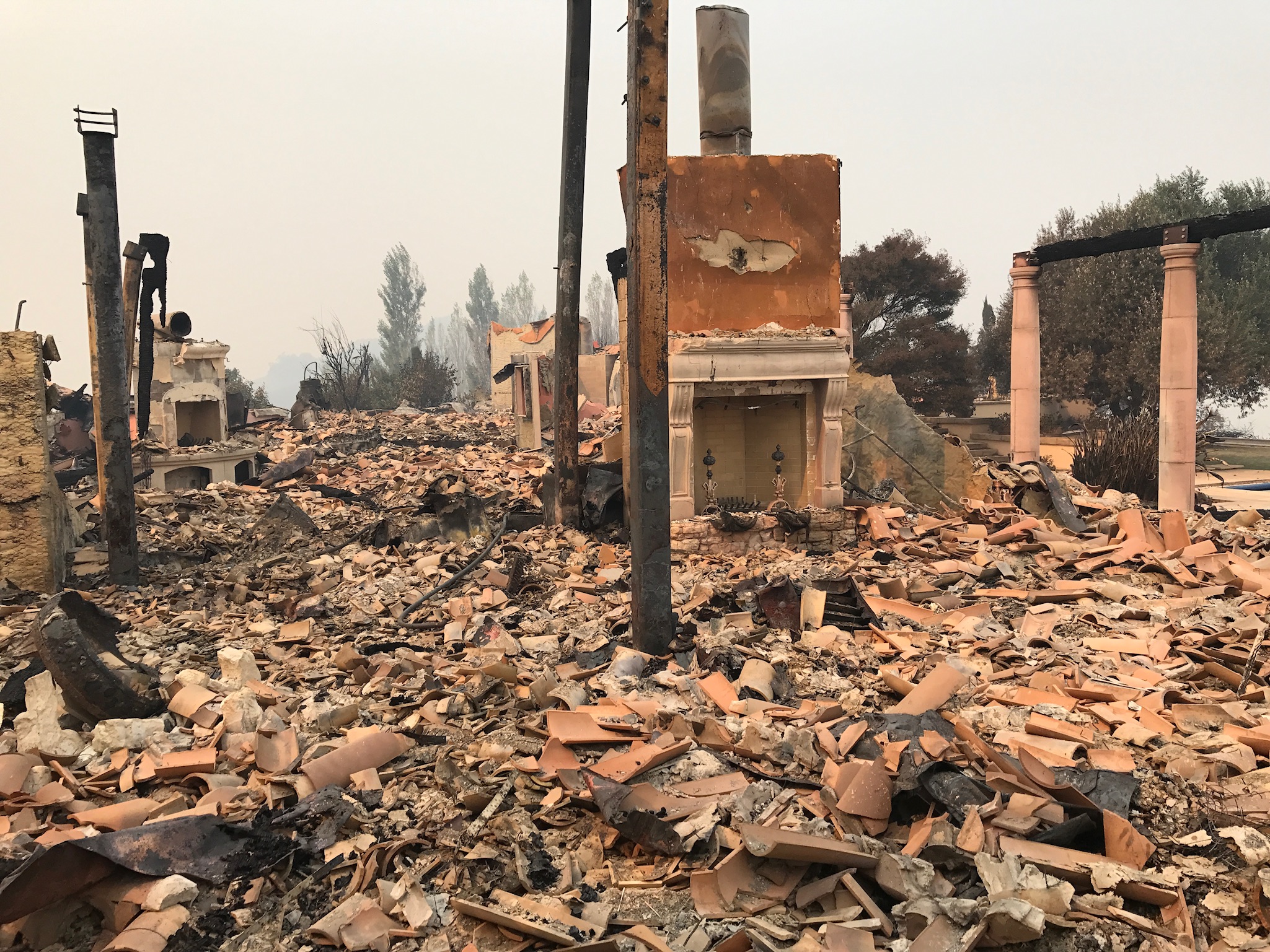Pulido~Walker Estate in ruin after apocalyptic Wine Country Fires.