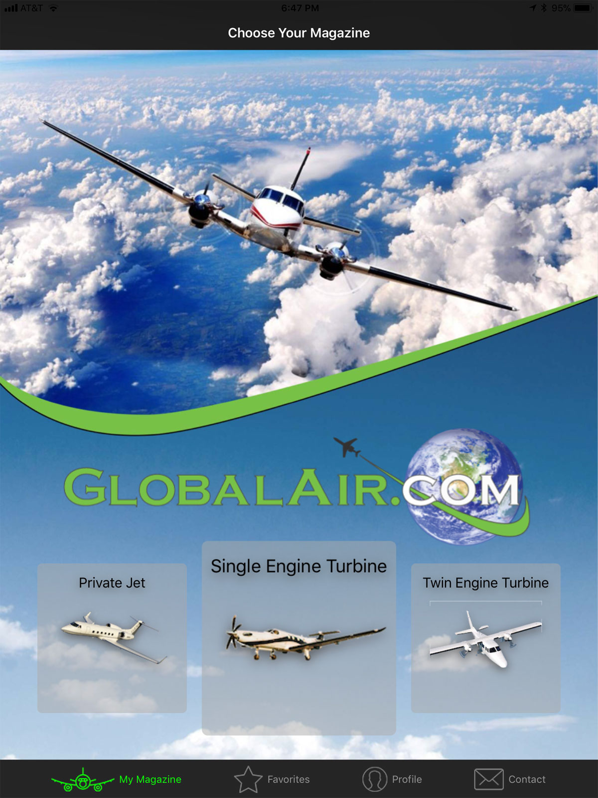 Globalair.com Aircraft Showcase App has 12 Magazines to choose from