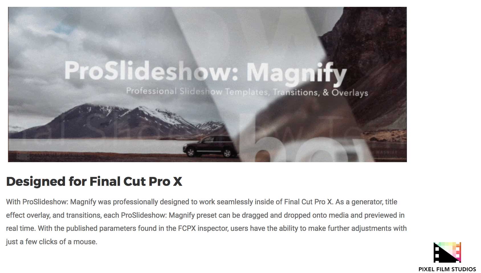 ProSlideshow Magnify - FCPX Effects - Pixel Film Plugins