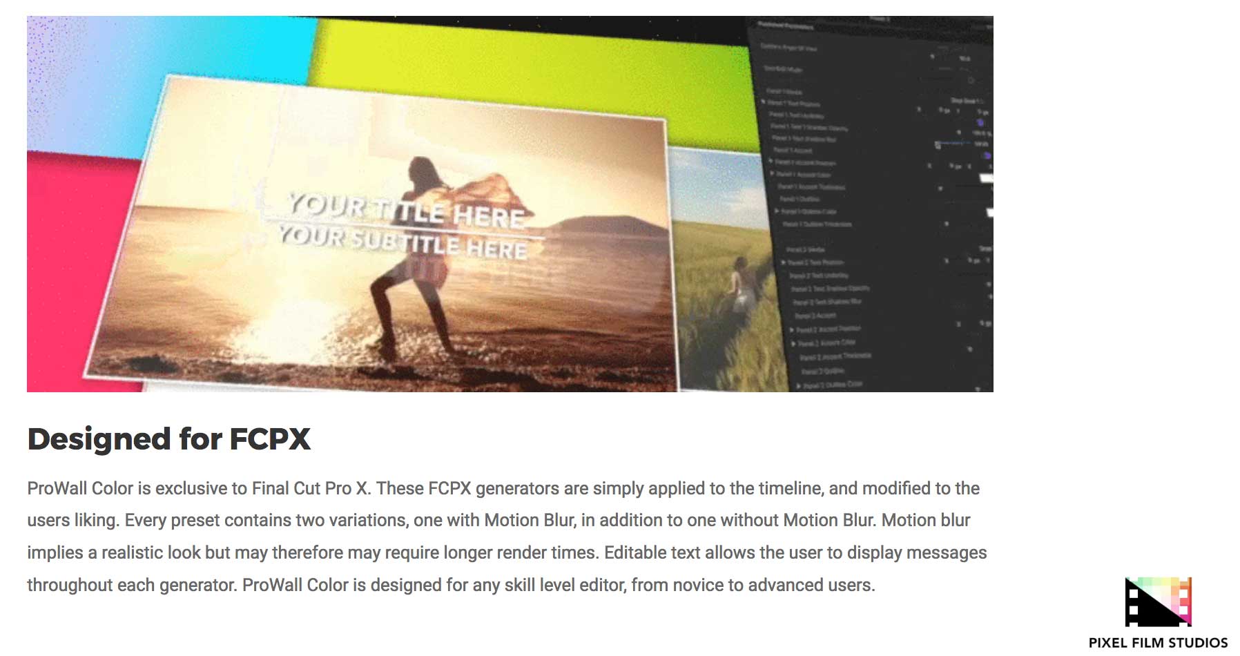 ProWall Color - FCPX Effects - Pixel Film Studios Plugins
