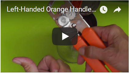 Video of Lefty's left-handed orange handled can opener