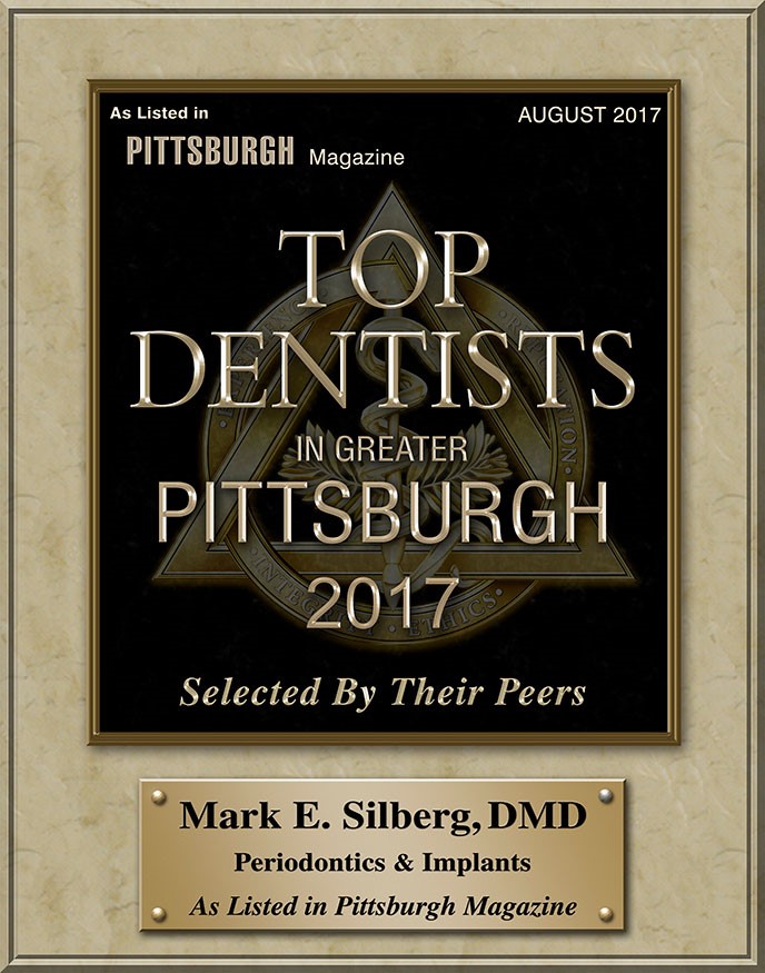 Award given to Dr. Mark Silberg as the Top Peridontist in Pittsburgh