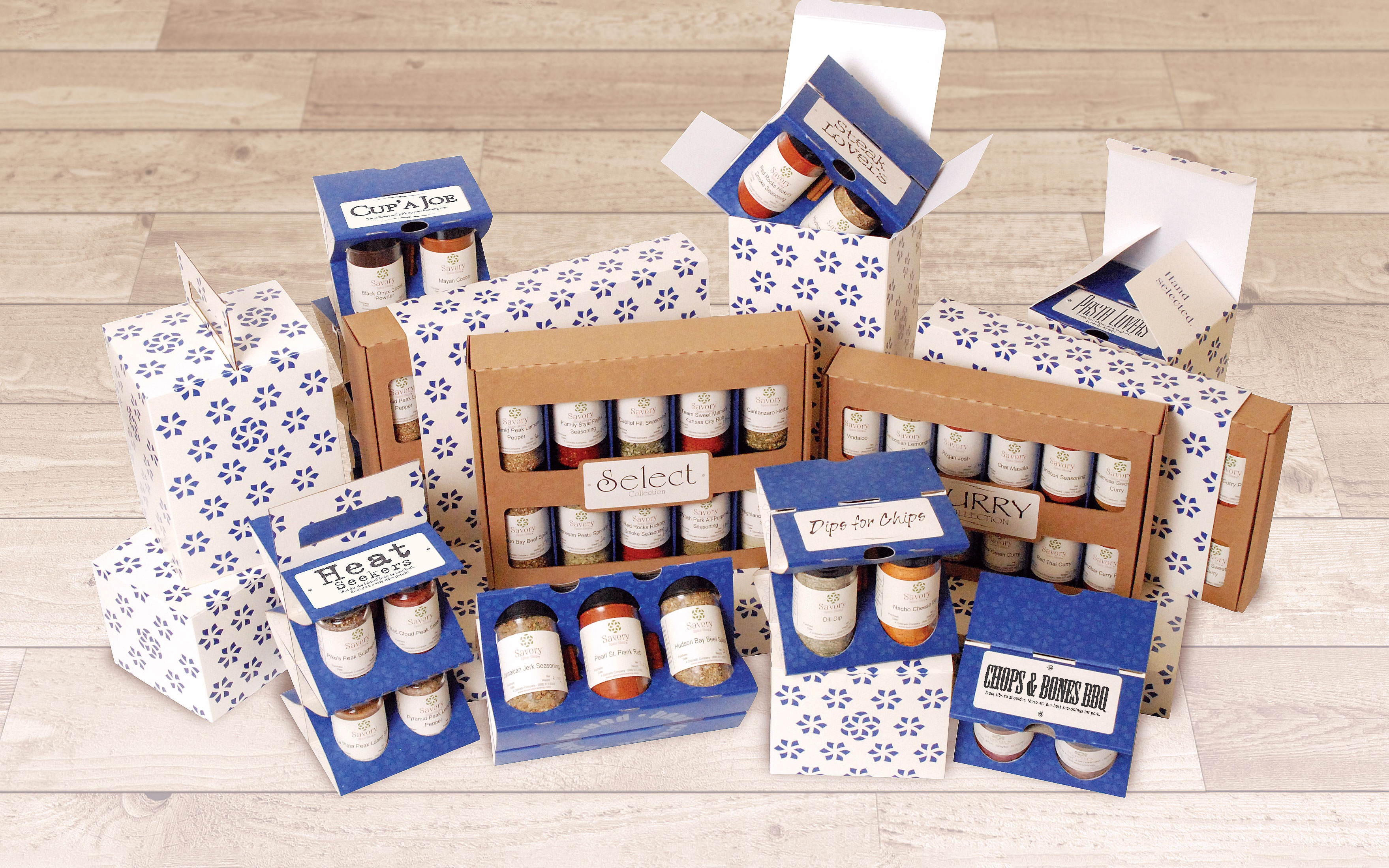 Savory Spice offers dozens of gift box sets, starting at $10, designed around specific themes and uses.
