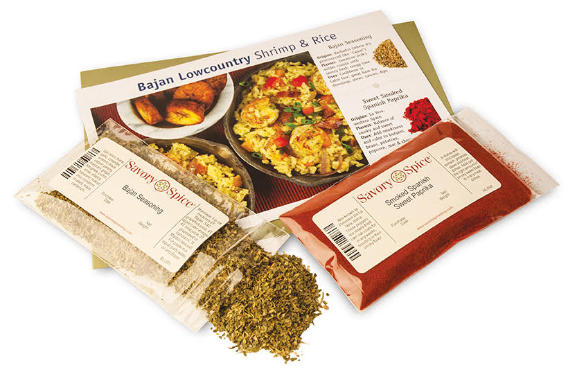 Each monthly Spice Club installment includes a recipe and seasonings to prepare a dinner for 4.