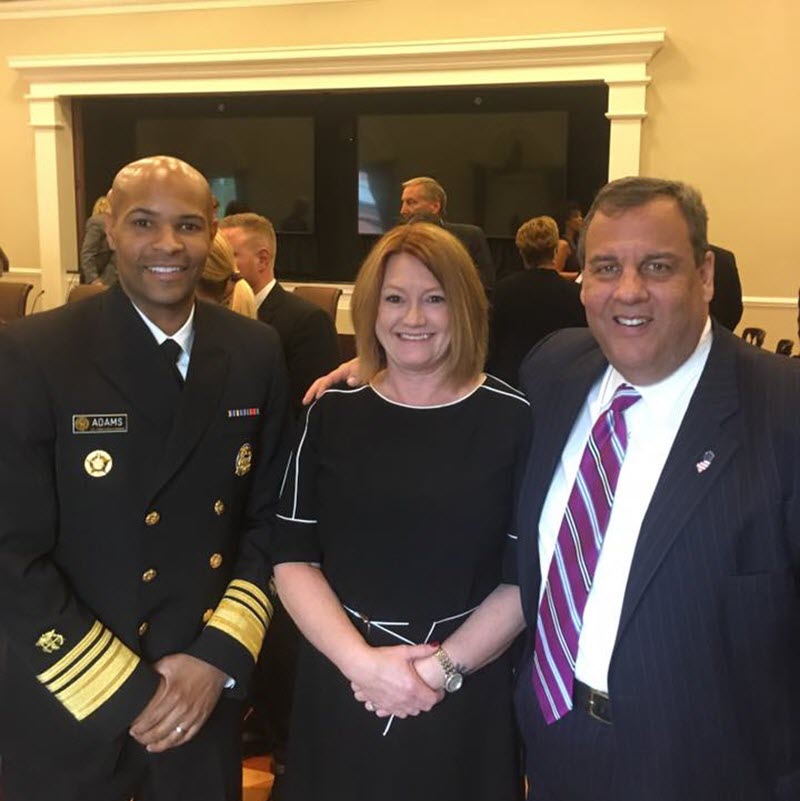 Justin Phillips, Overdose Lifeline Founder and Executive Director with Governor Christie and Surgeon General Adams