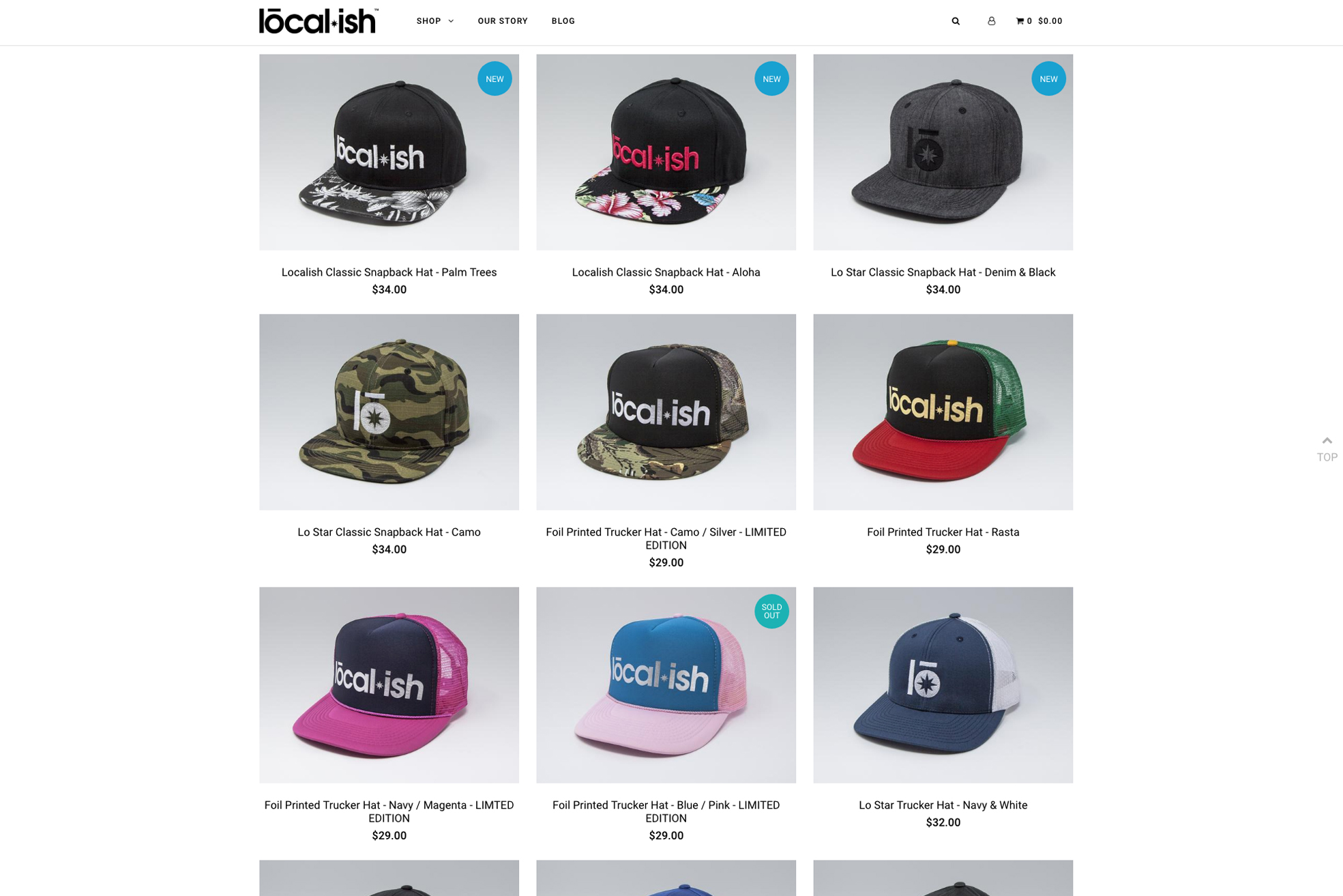 Localish Hat Collection Website Screenshot