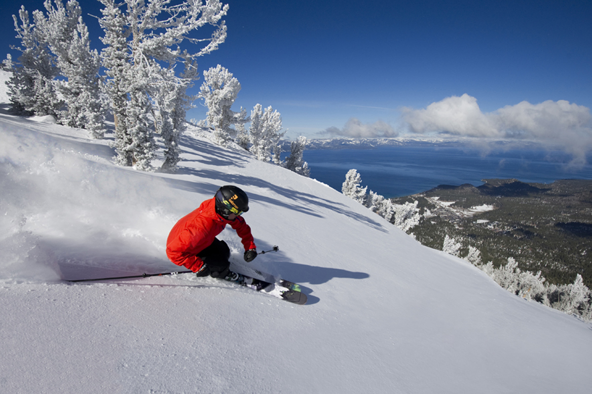 The Landing offers complimentary transport and ski valet to nearby skiing at Heavenly, Tahoe’s largest ski area with remarkable lake views (photo courtesy of Heavenly Mountain  Resort).