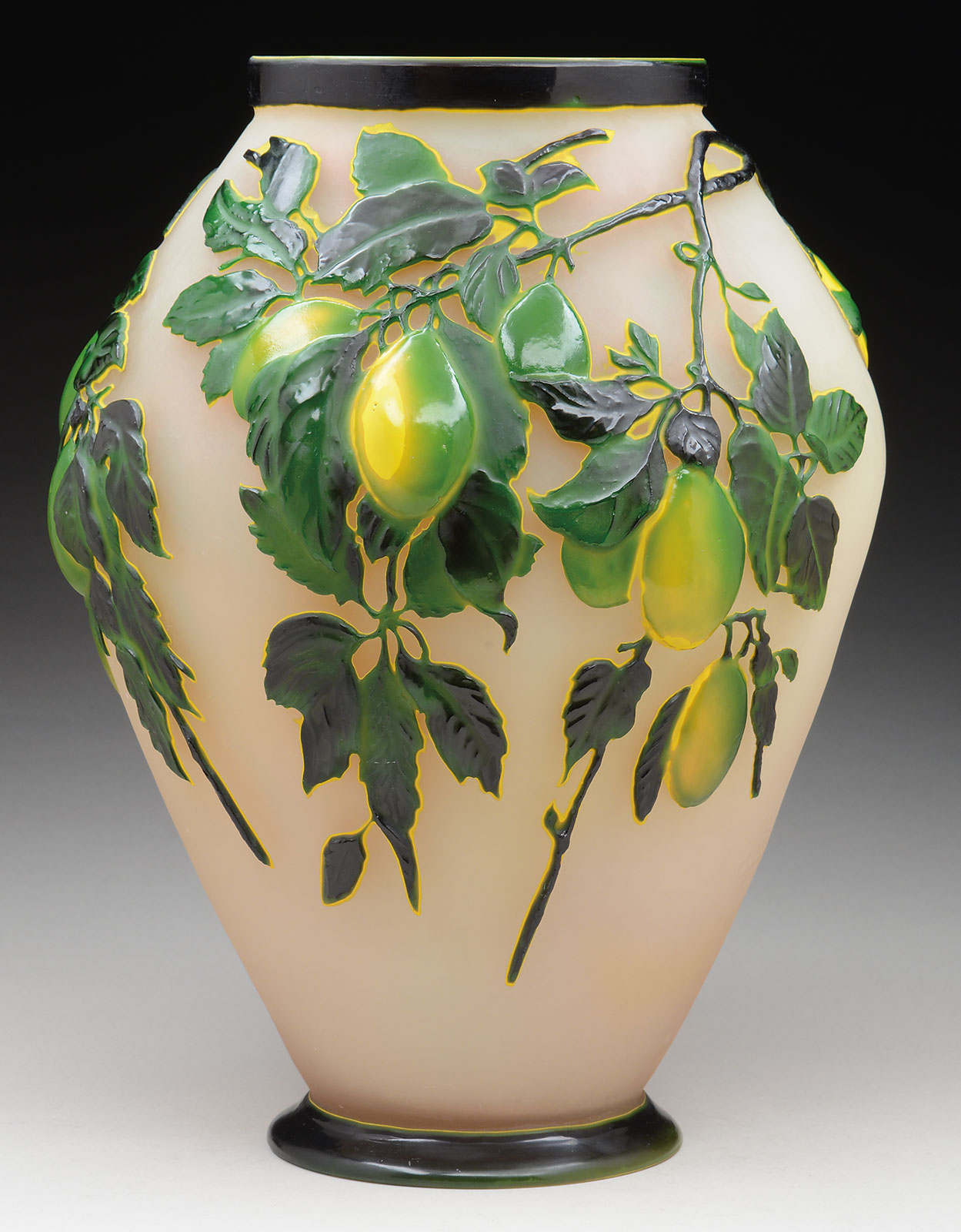 Galle Mold Blown Plum Vase, estimated at $20,000-25,000.