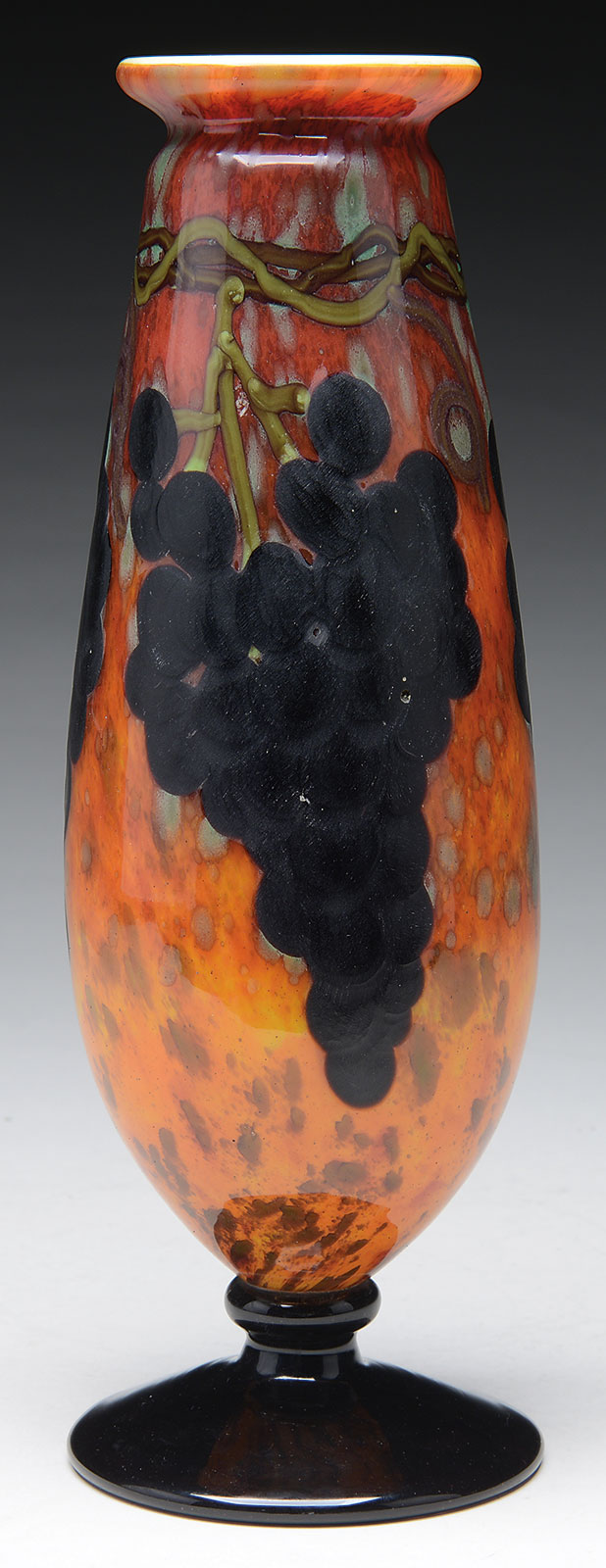 Schneider Wheel Carved Grape Vase, estimated at $7,000-10,000.