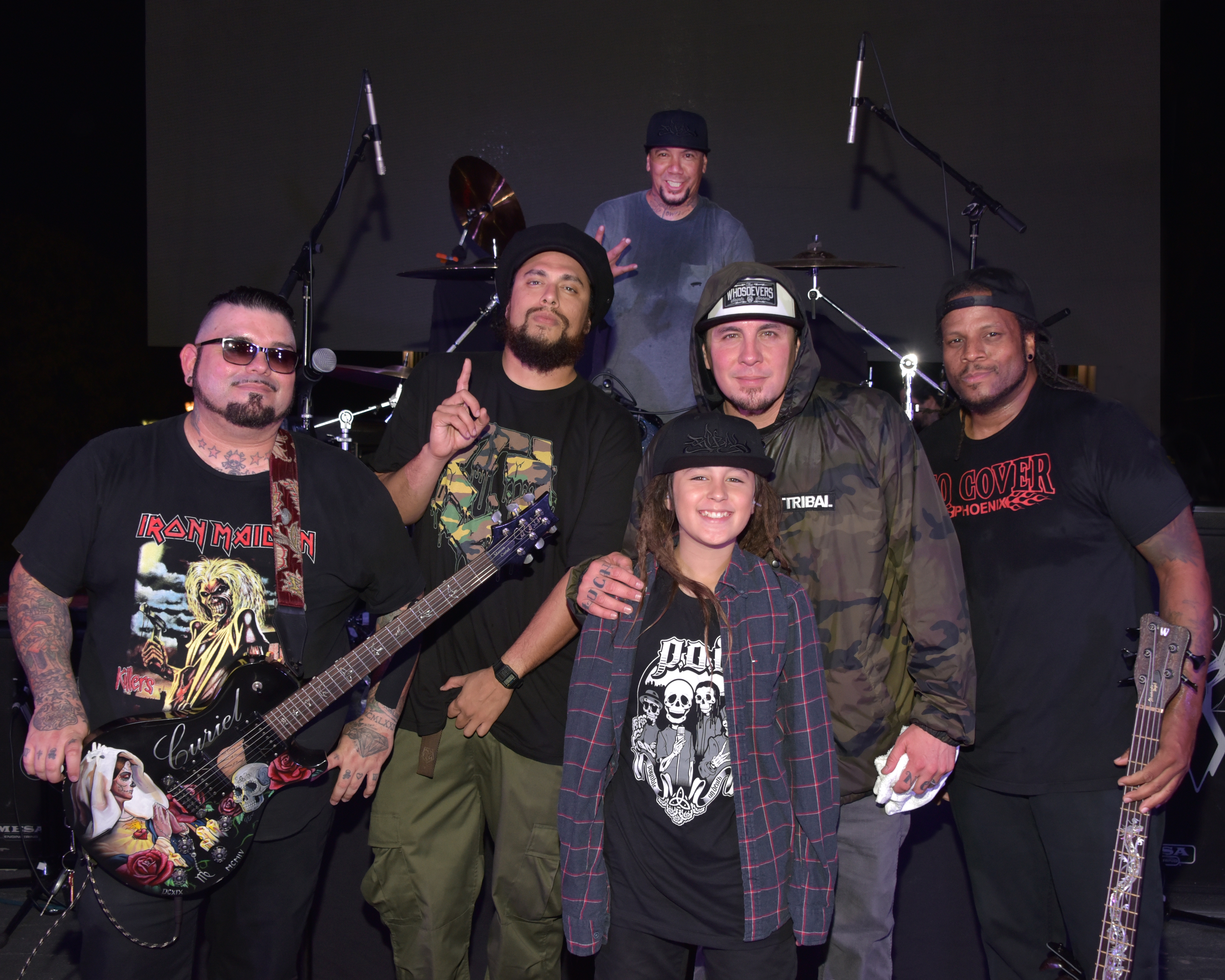 P.O.D Christian Nu Mental Band with a young fan on stage at the Indie Stock Music Festival 2017 - One of the Headliner Bands at Indie Stock Music Festival