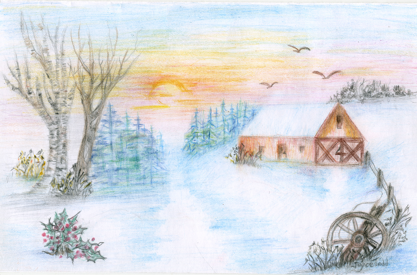 Artwork created by Joyce Todd of New Perspective Senior Living, Silvis, Ill. will be used in Christmas cards for the company's 21 residences located throughout the Midwest.