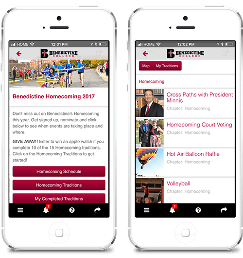 Benedictine College uses a custom-branded app from MobileUp Software to reach students.