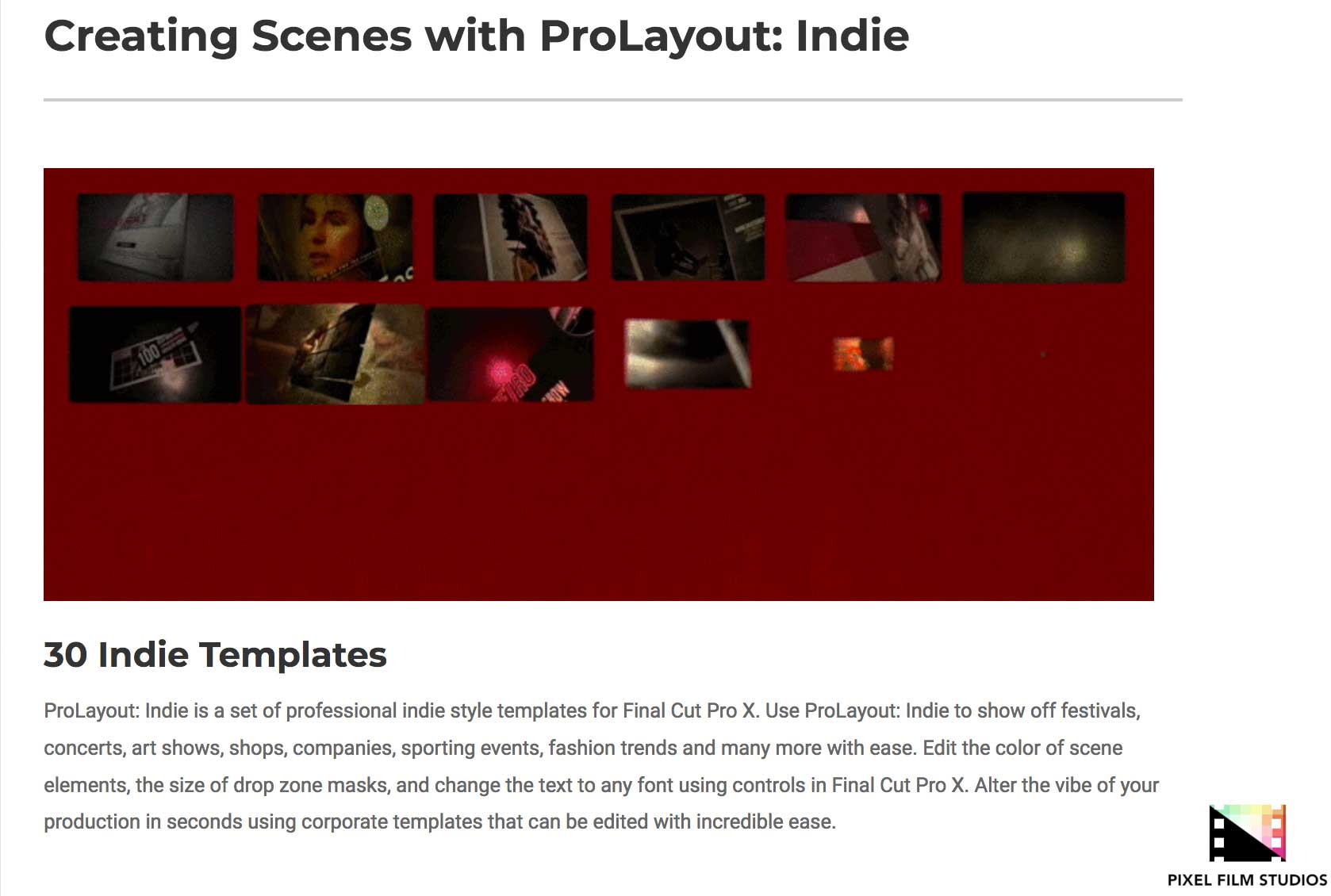 ProLayout Indie - Pixel Film Effects - FCPX Plugins