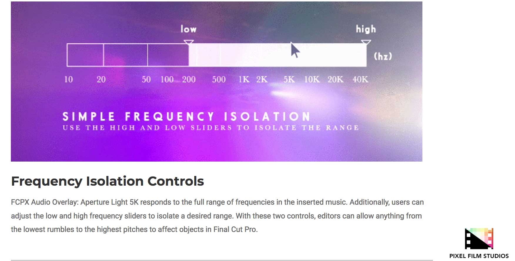FCPX Audio Overlay Aperture Light 5K - Final Cut Plugins - Pixel Film Effects