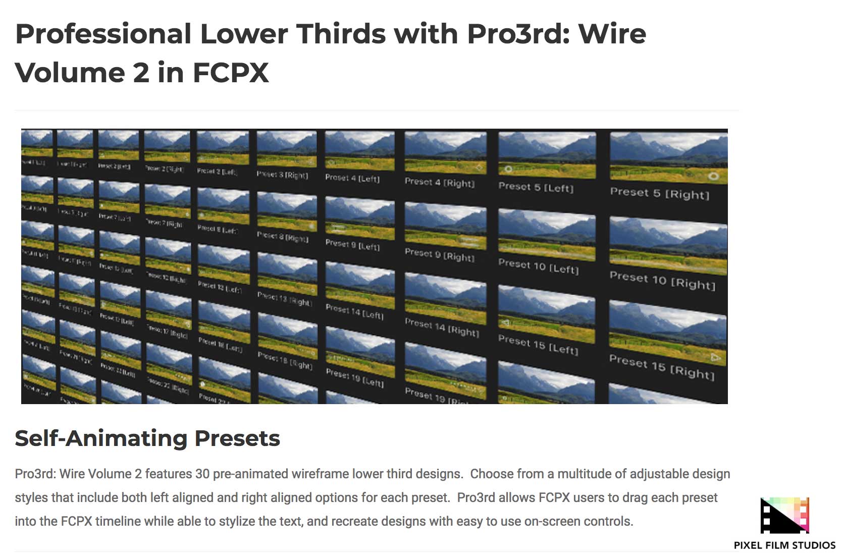 Pro3rd Wire Volume 2 - Pixel Film Studios Effects - FCPX Plugins