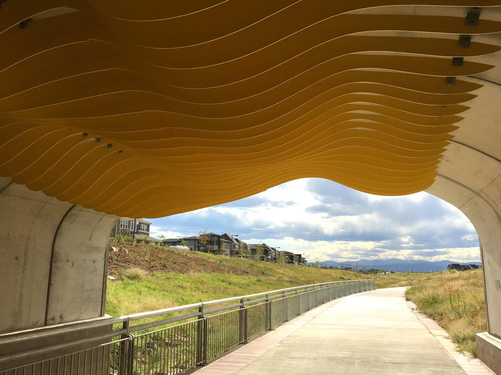 Civitas commissioned David Franklin’s “Drift Inversion” to create a distinct experience for regional trail users traversing Sandhills Prairie Park in the new open space system in northeast Denver.