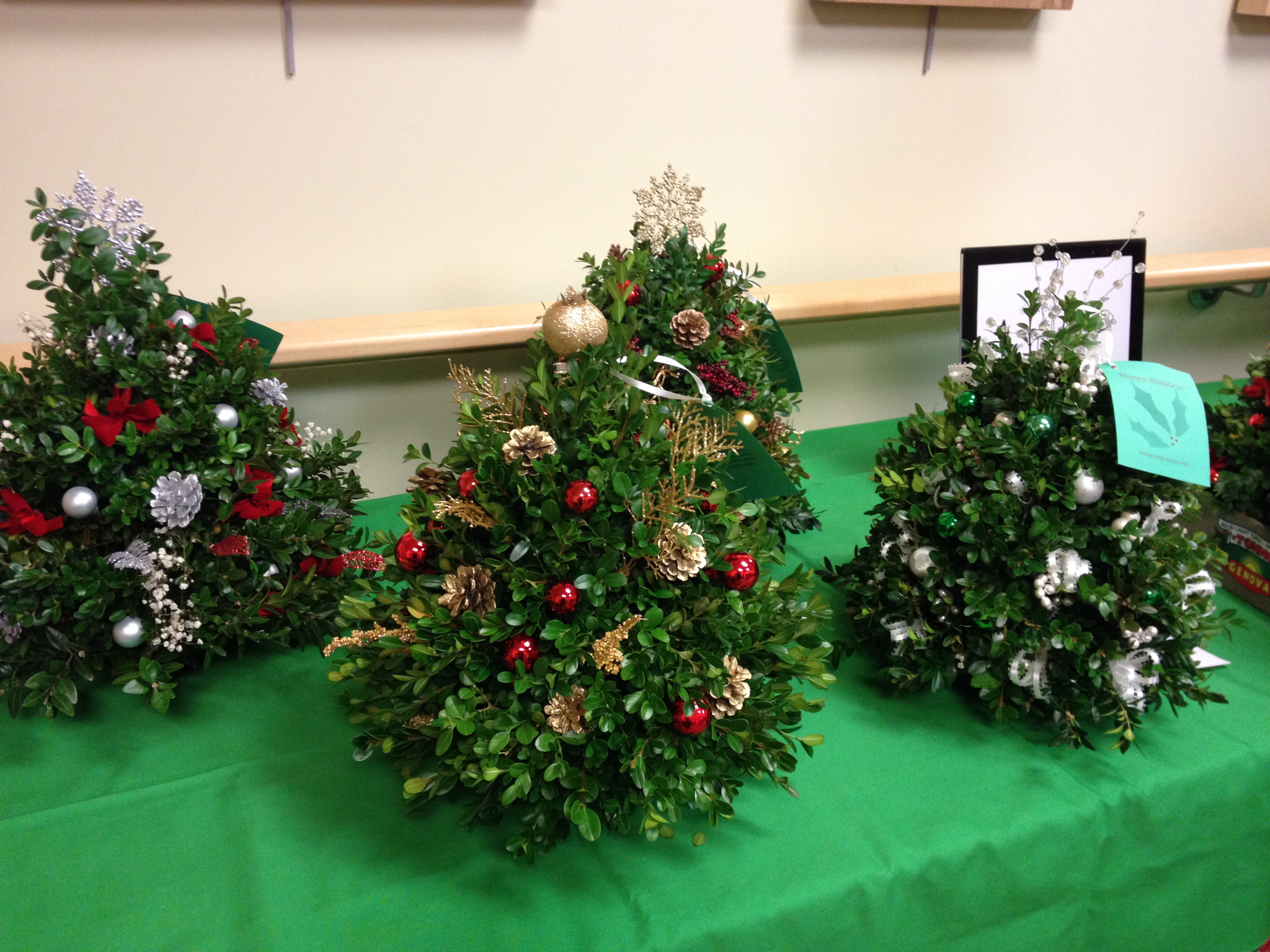 Shoppers can purchase boxwood Christmas tree centerpieces at the VNA Annual Cookie Walk on December 9, 2017.