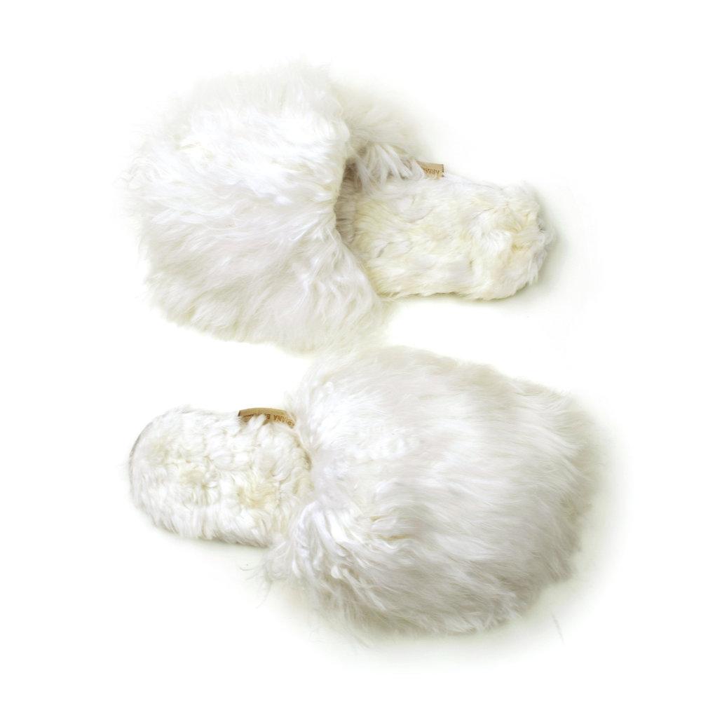 These slippers are made from the fur of alpacas located deep in a village in Southern Peru where the sale of these luxury slippers helps the economy in this local village.