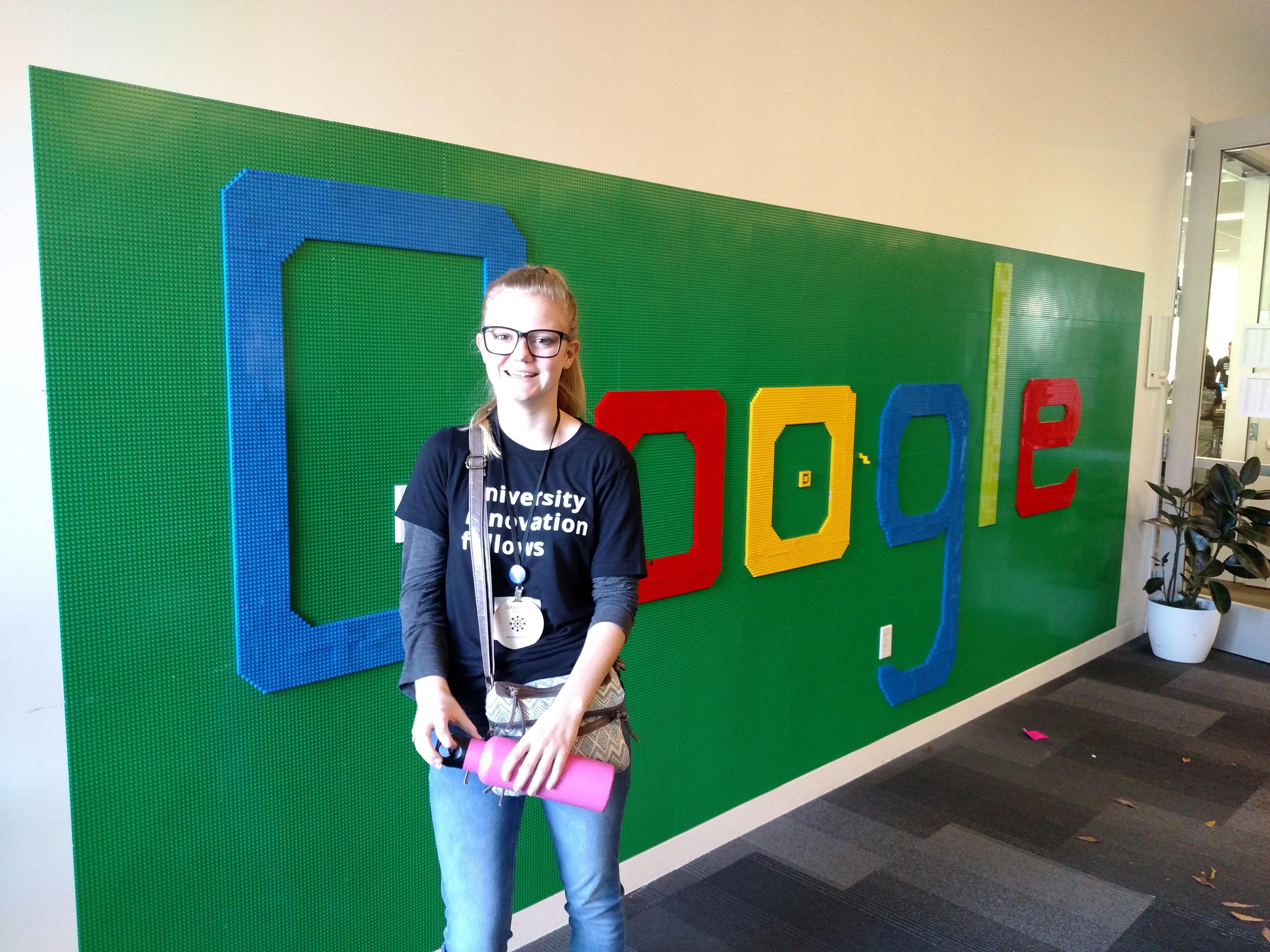 Savanna Turner, Sierra College Engineering student, visited Google with the University Innovation Fellows for training in collaboration and team building.