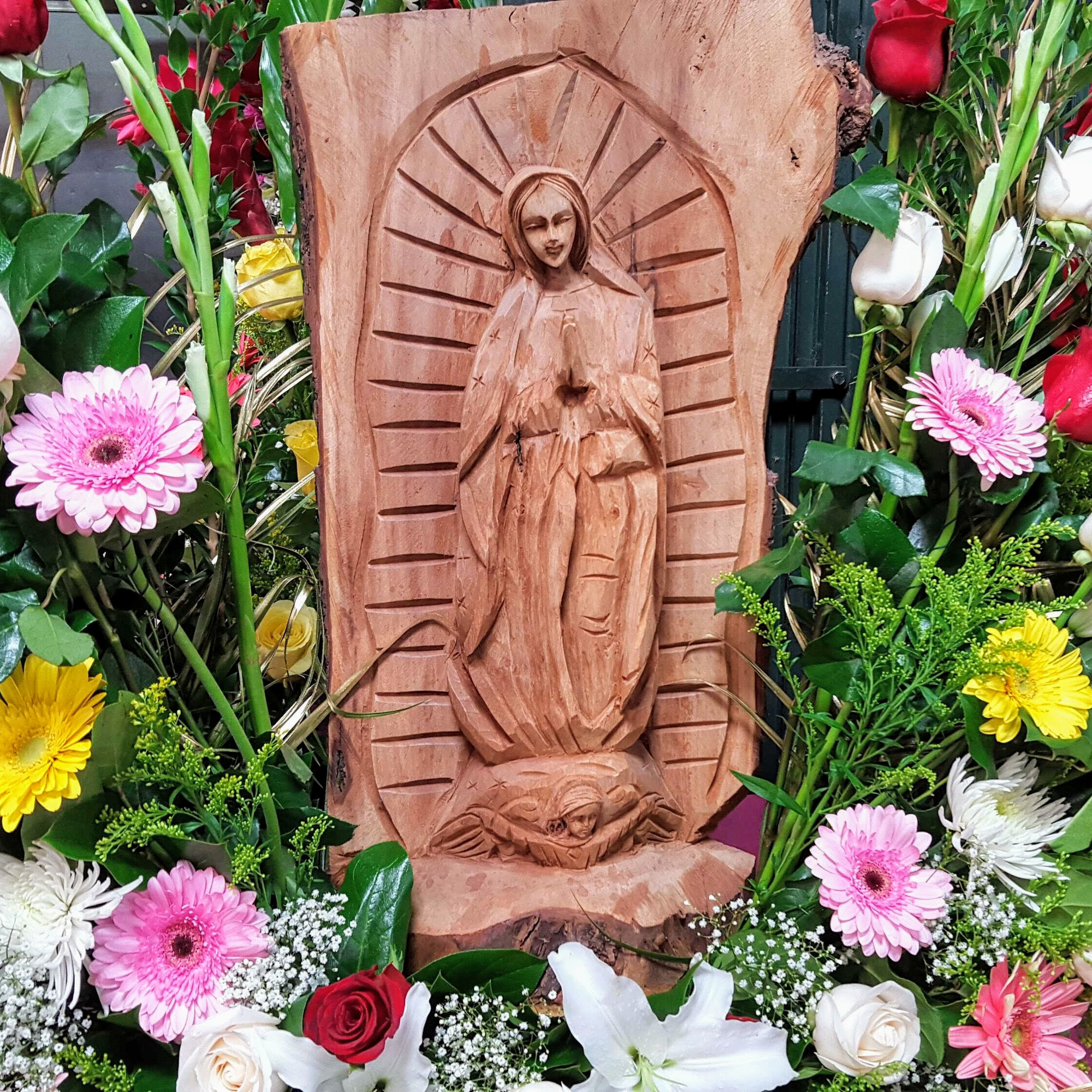 Bright Festive Gerber Daisies Adorn Andrews Wholesale Flowers Virgin of Guadalupe Shrine At CFM