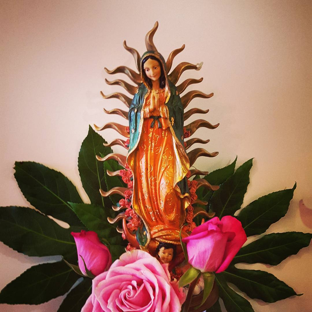 A Simple Home Altar Honors Our Lady of Guadalupe The Patron Saint of Mexico