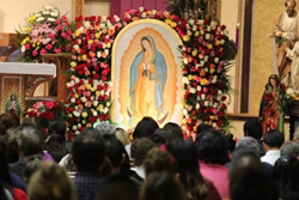 Mexican-American Southern California Worshipers Attend Flower Filled Masses for the  Virgen de Guadalupe