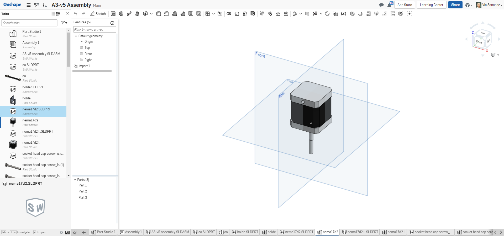 SOLIDWORKS data extracted into Onshape via OpenBOM