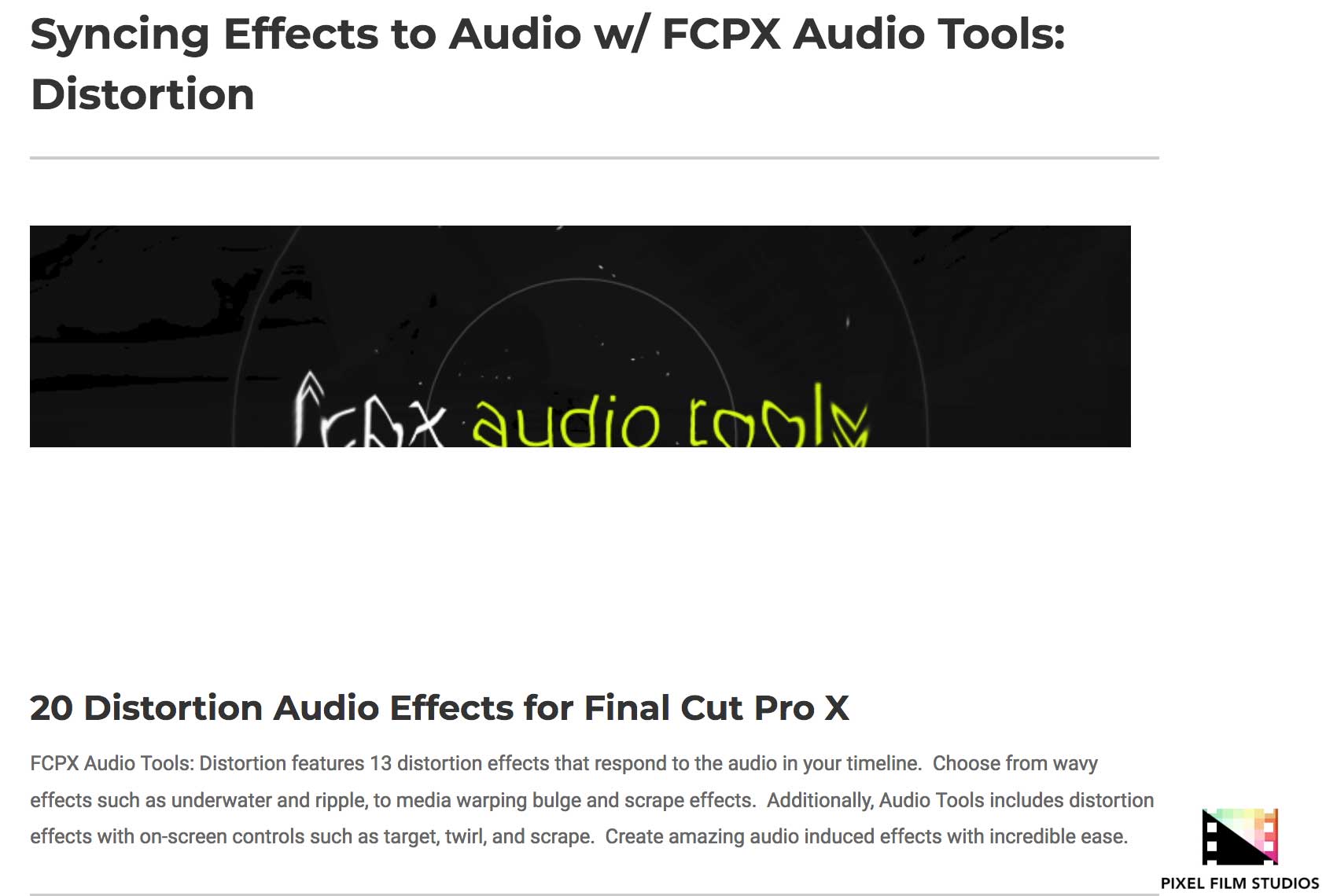 FCPX Audio Tools Distortion - Final Cut Pro X Effects - Pixel Film Plugins