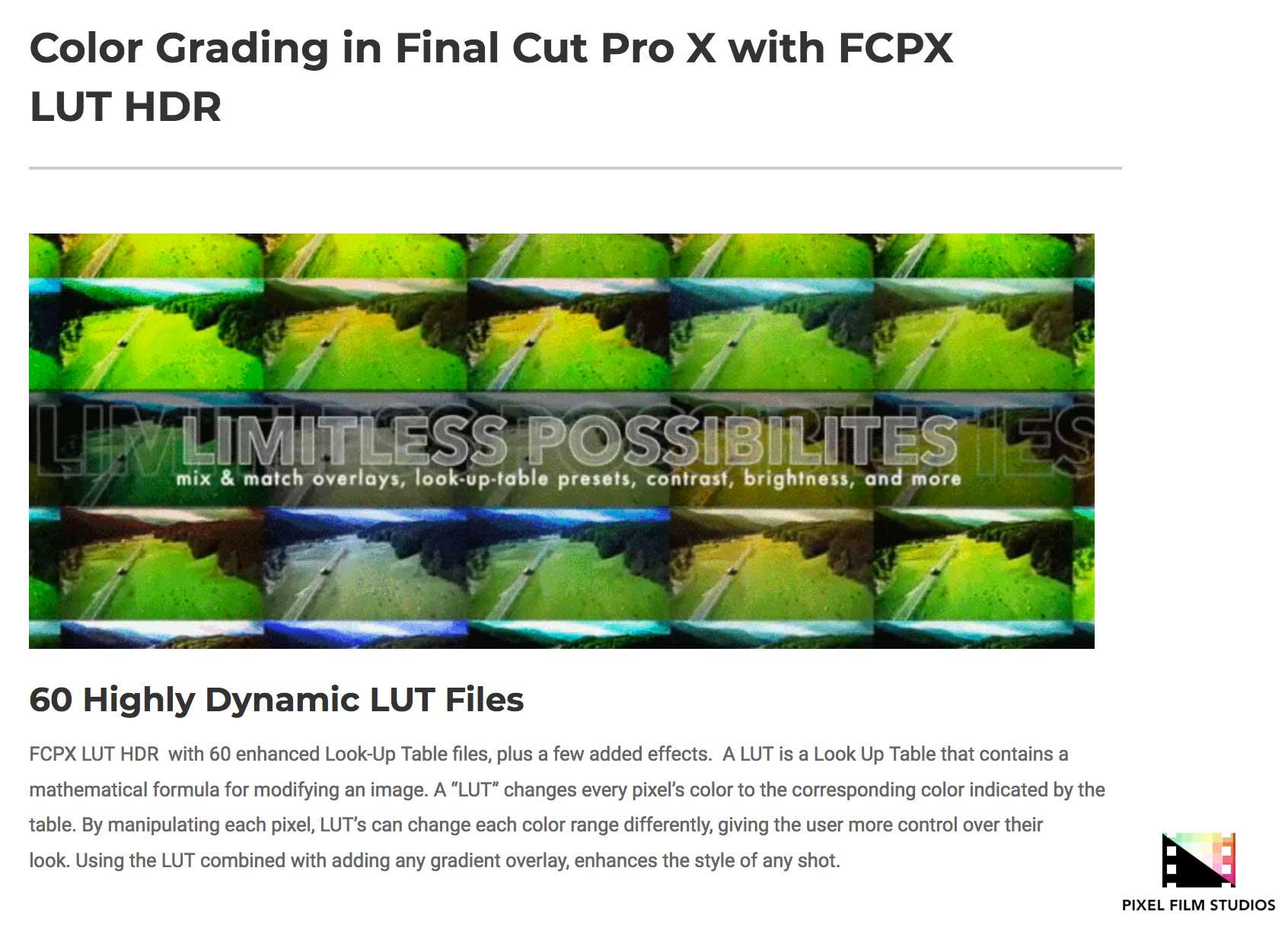 FCPX LUT HDR - Final Cut Pro X Effects - Pixel Film Studios