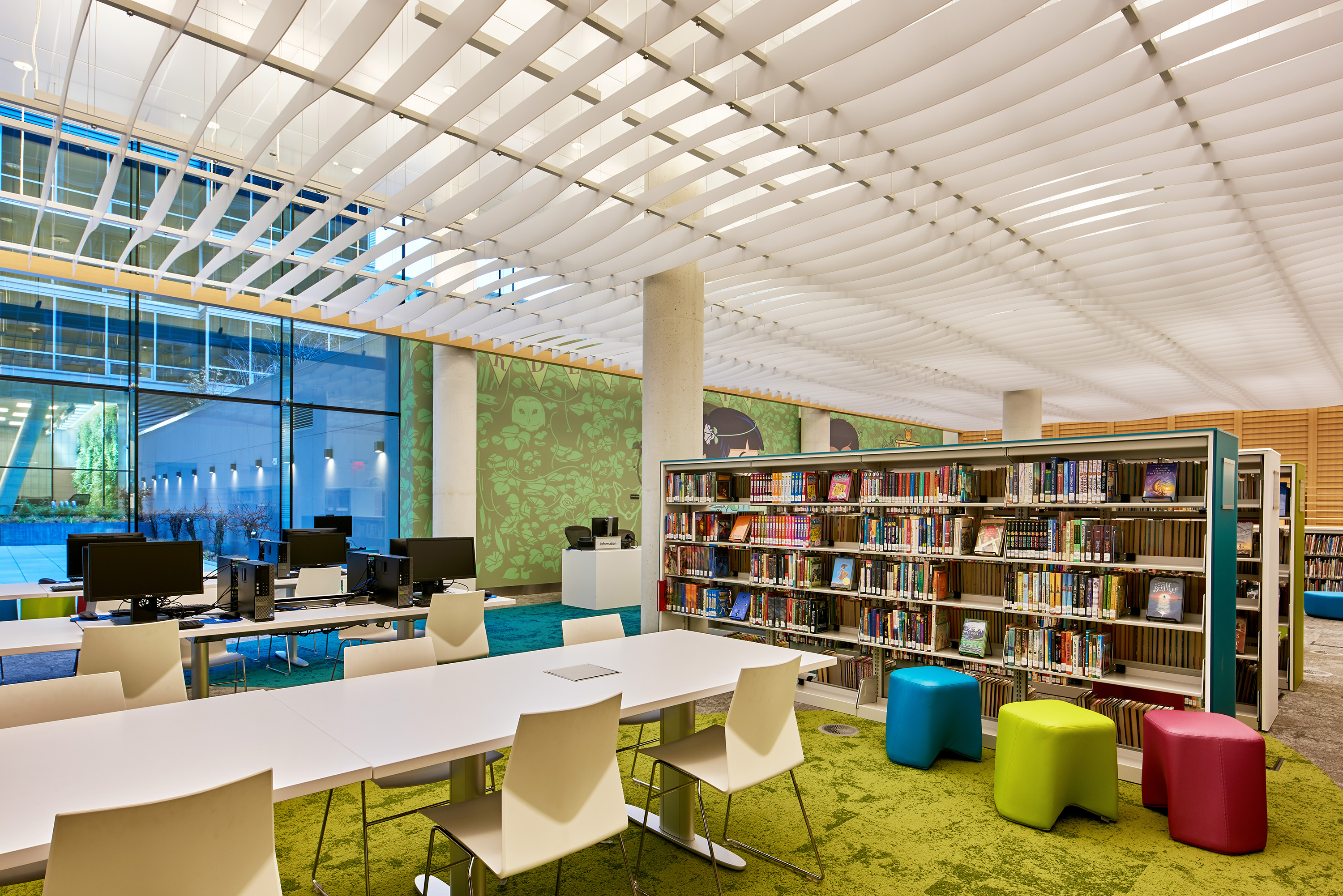 The library interior is an airy, bright and inspiring modern space.