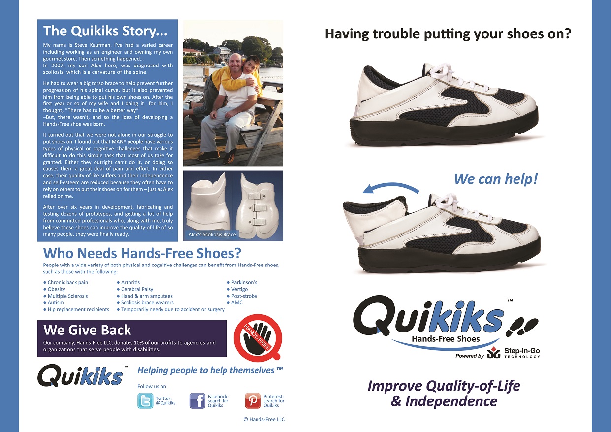 Quikiks Hands-Free Shoes Brochure -side A