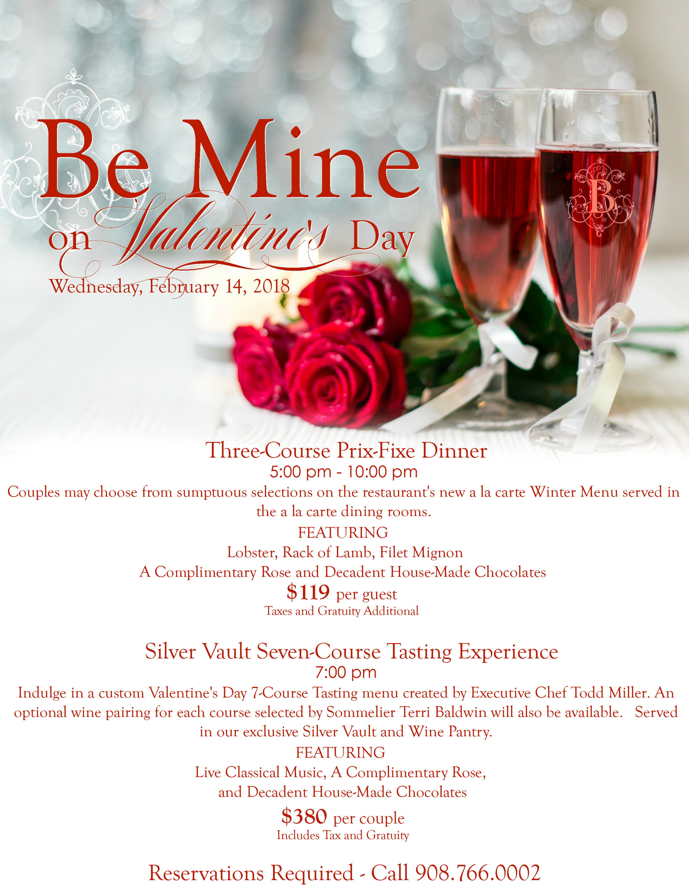 Valentine's Day Information at The Bernards Inn