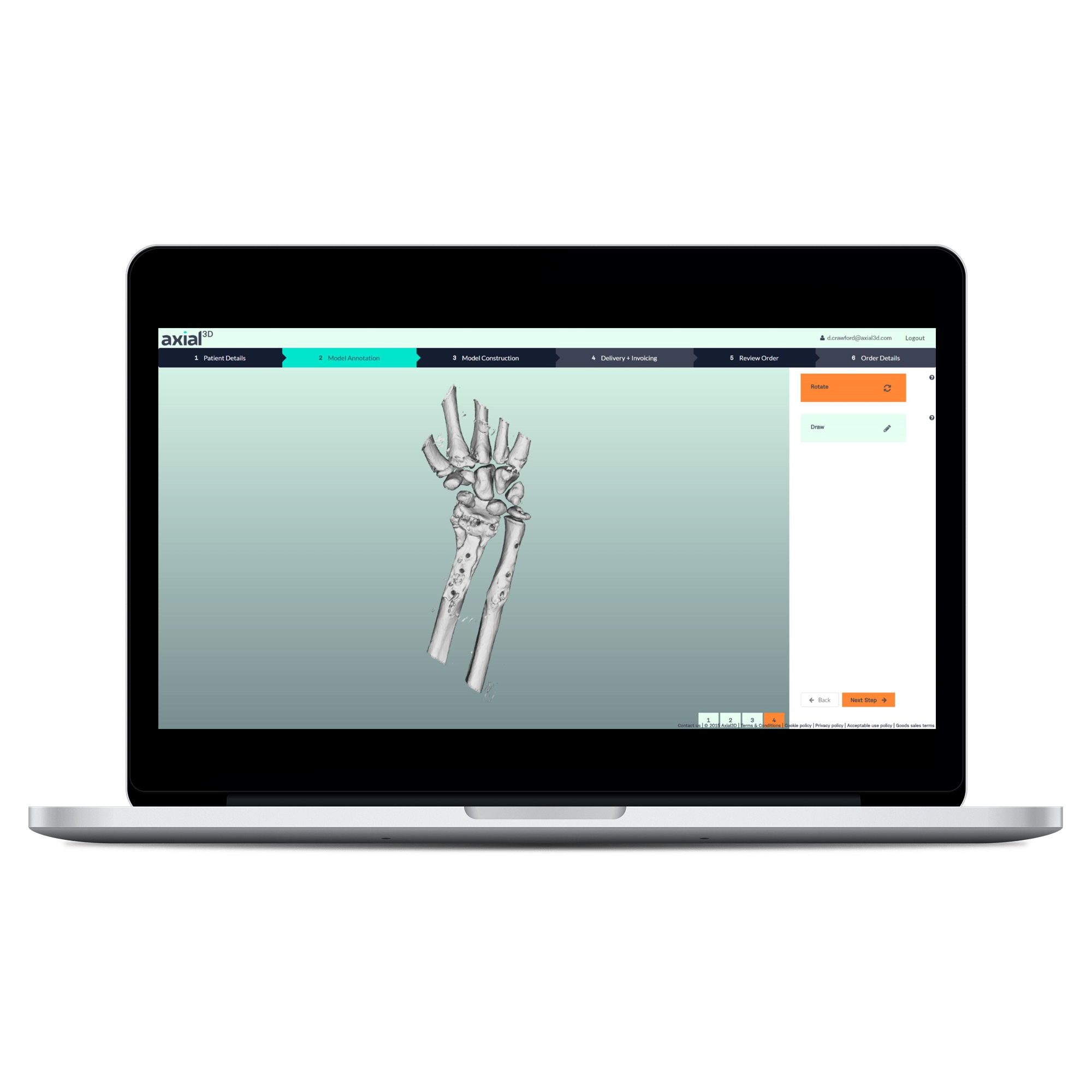 axial3D's award-winning online ordering software enables 3D printed anatomical models to be ordered and dispatched globally.