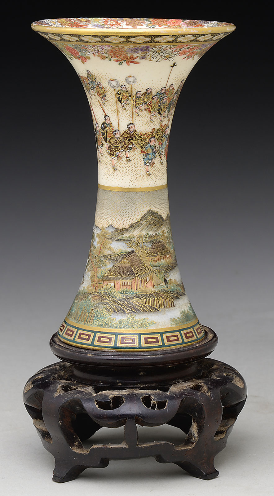 Satsuma Pottery Vase by Yabu Meizan, estimated at $4,000-6,000.