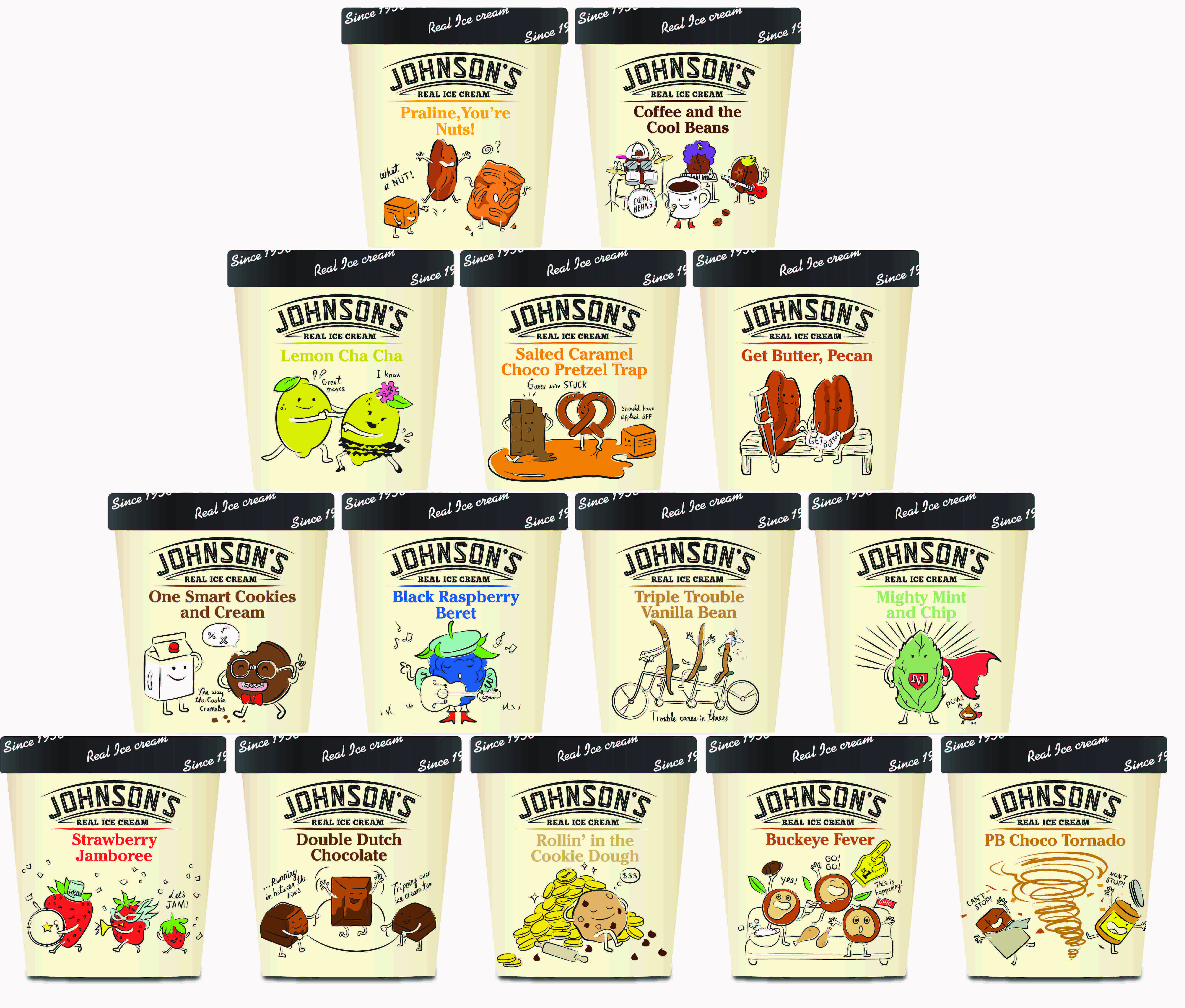 Sampling of Johnson's new Specialty Line of Real Ice Creams.