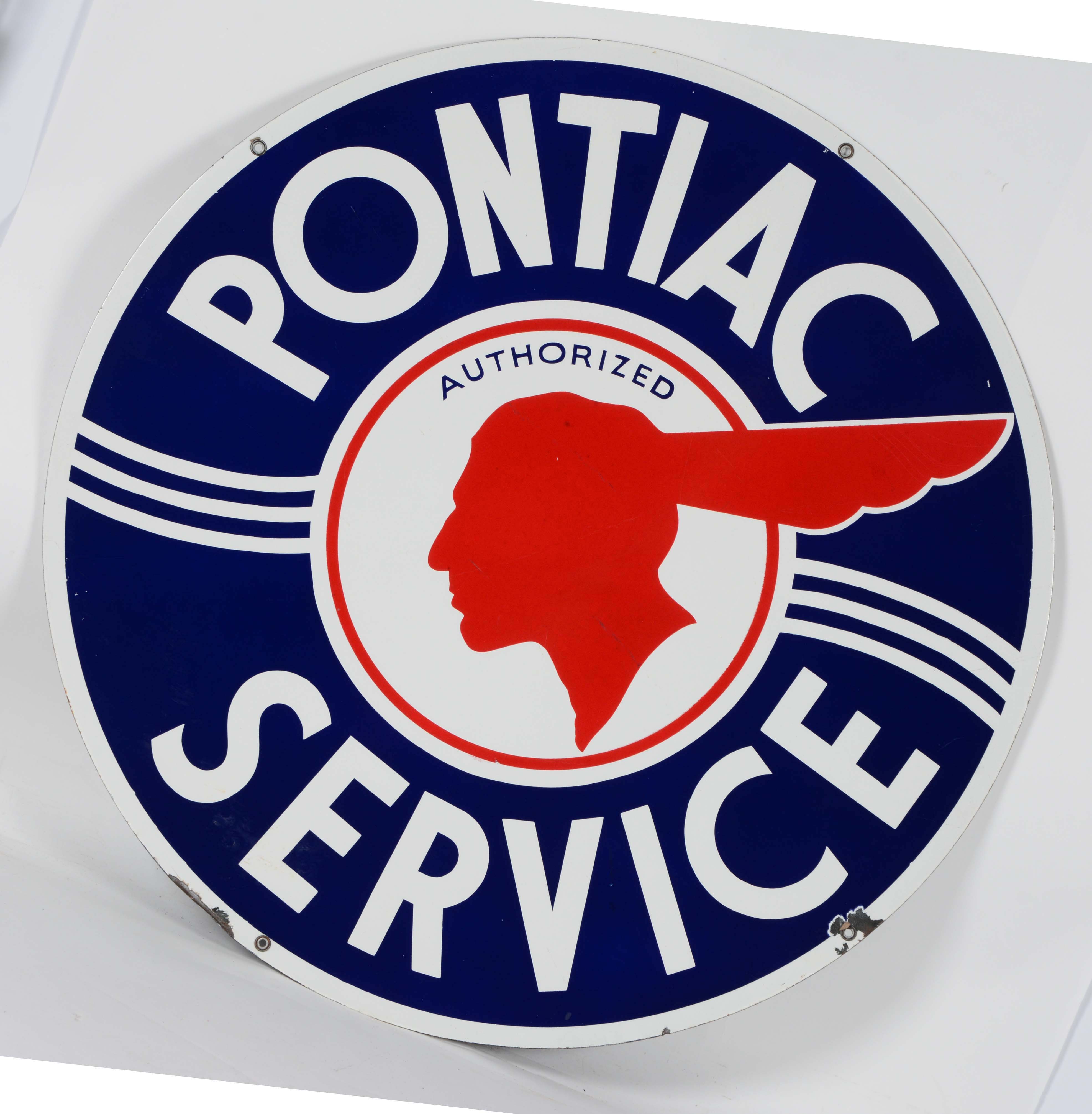 Pontiac Authorized Service Porcelain Sign, estimated at $6,000-9,000.
