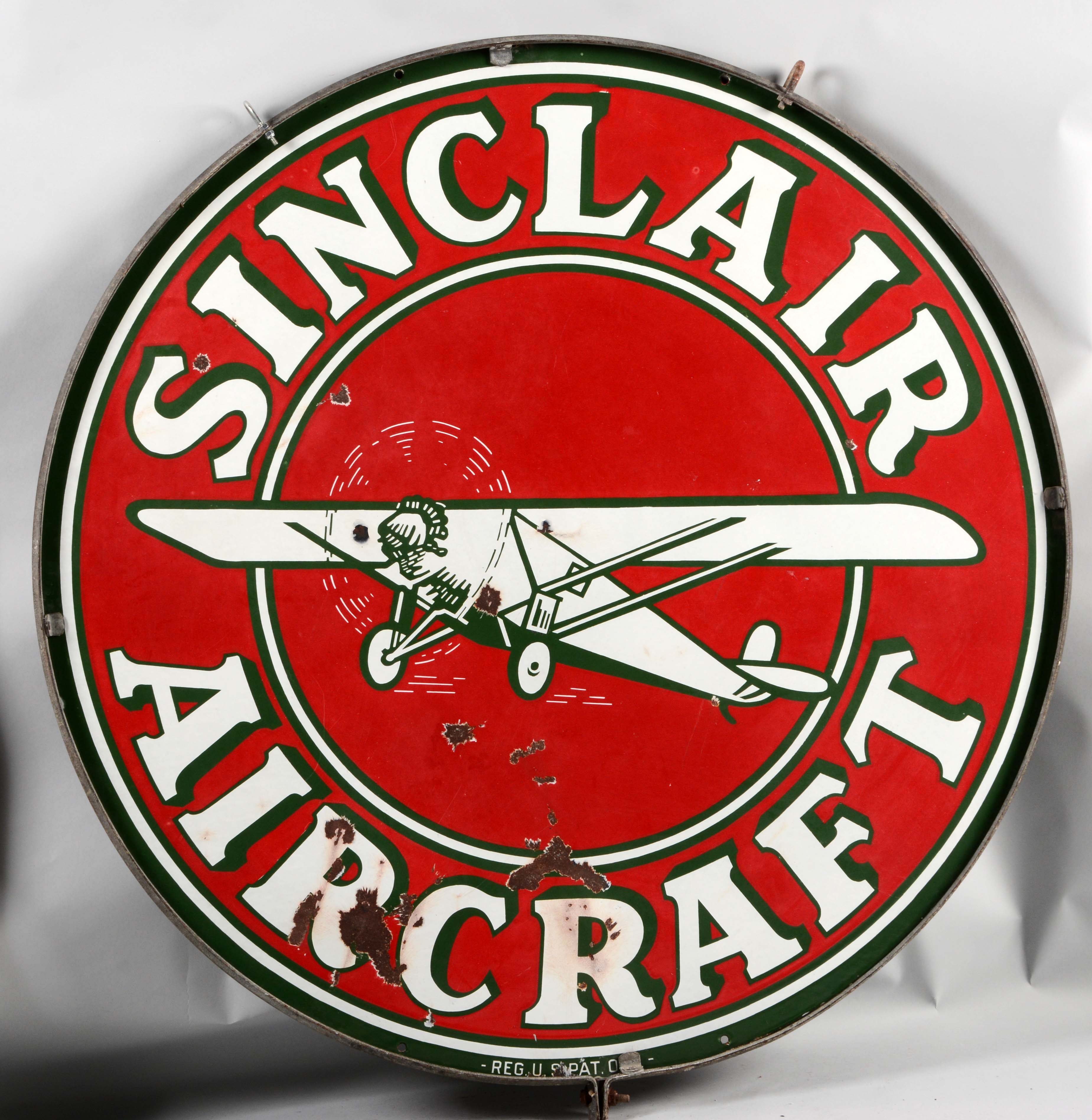 Sinclair Aircraft Porcelain Sign, estimated at $7,500-12,500.