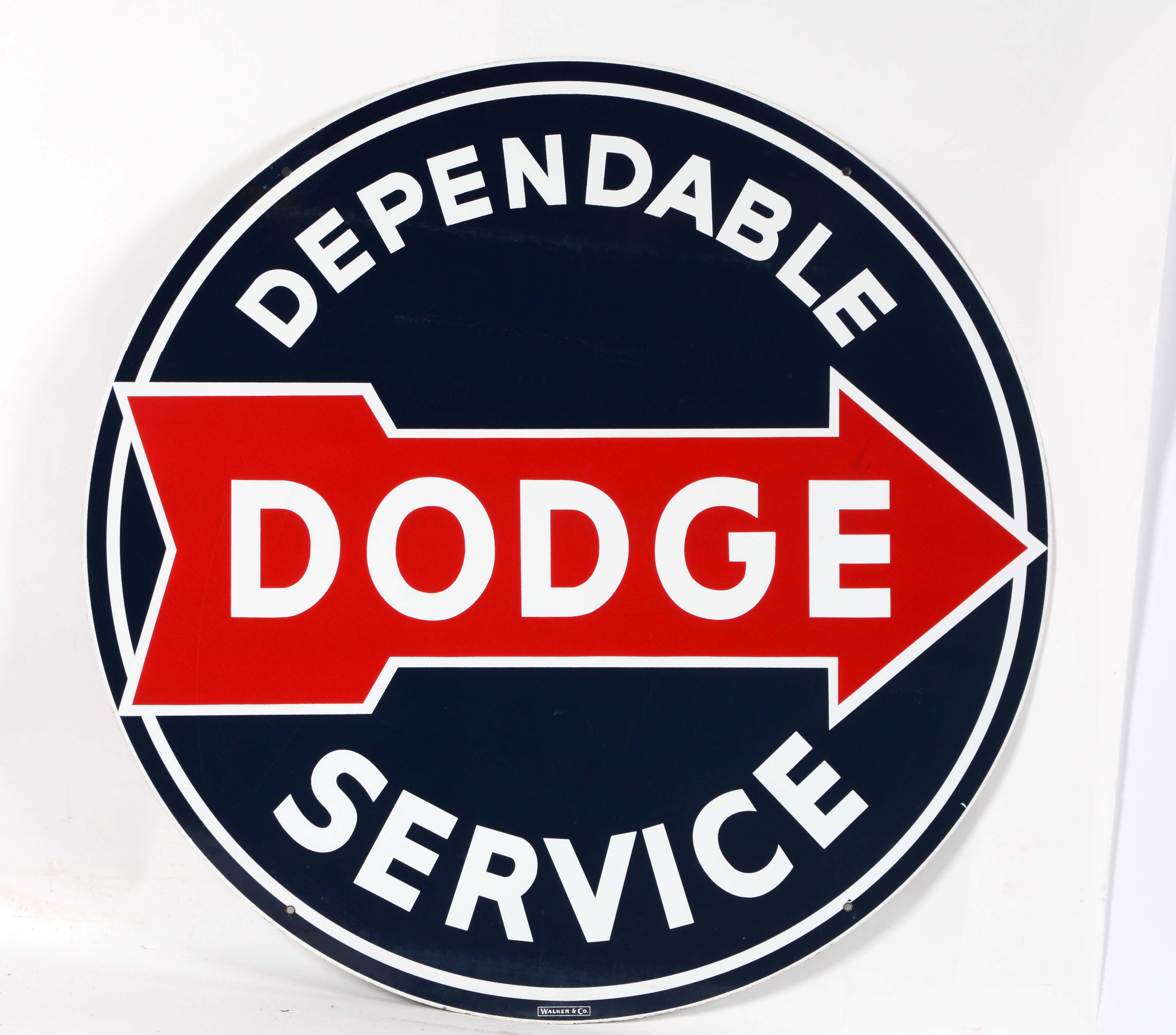Dependable Dodge Service Porcelain Sign, estimated at $3,000-4,500.