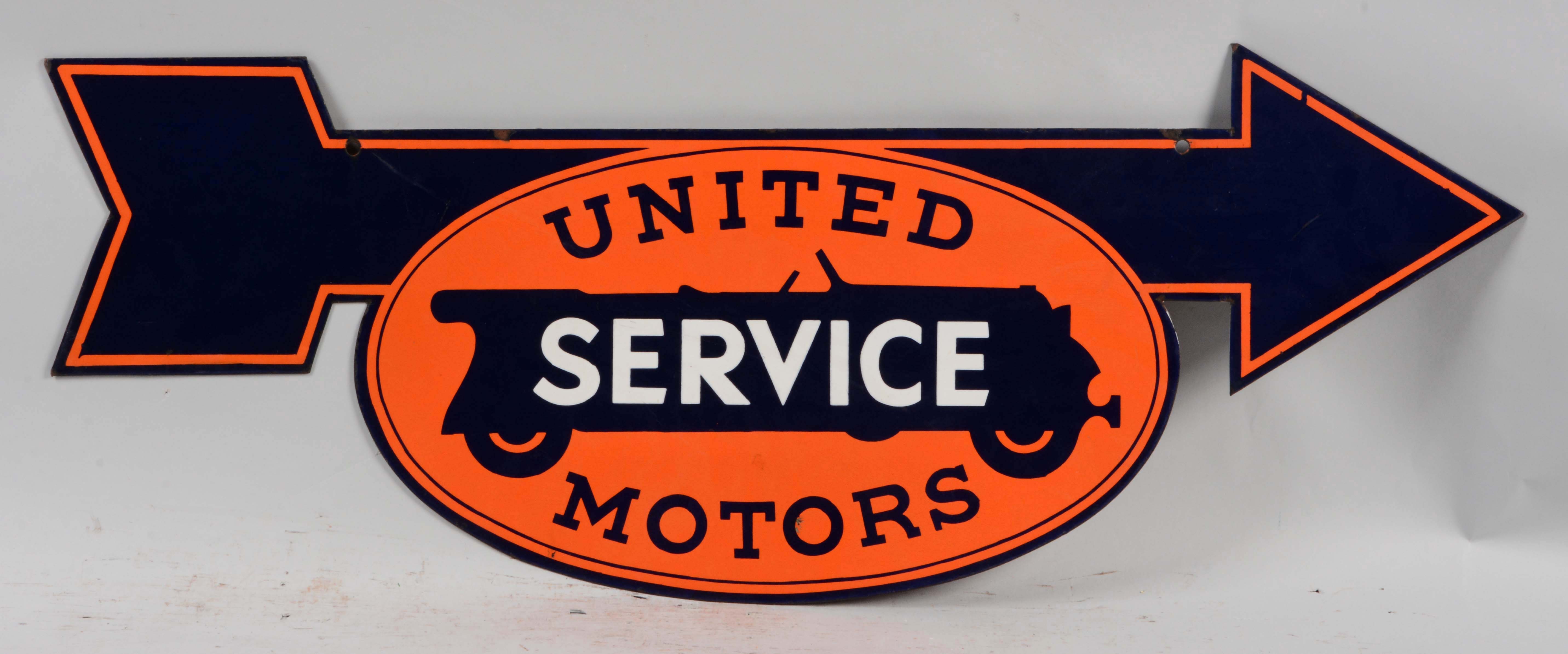 United Motors Service Diecut Porcelain Arrow Sign, estimated at $5,000-8,000.