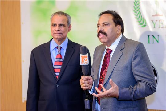 Santhigram founder Dr Gopinathan Nair with New Jersey Commissioner Upendra Chivukula