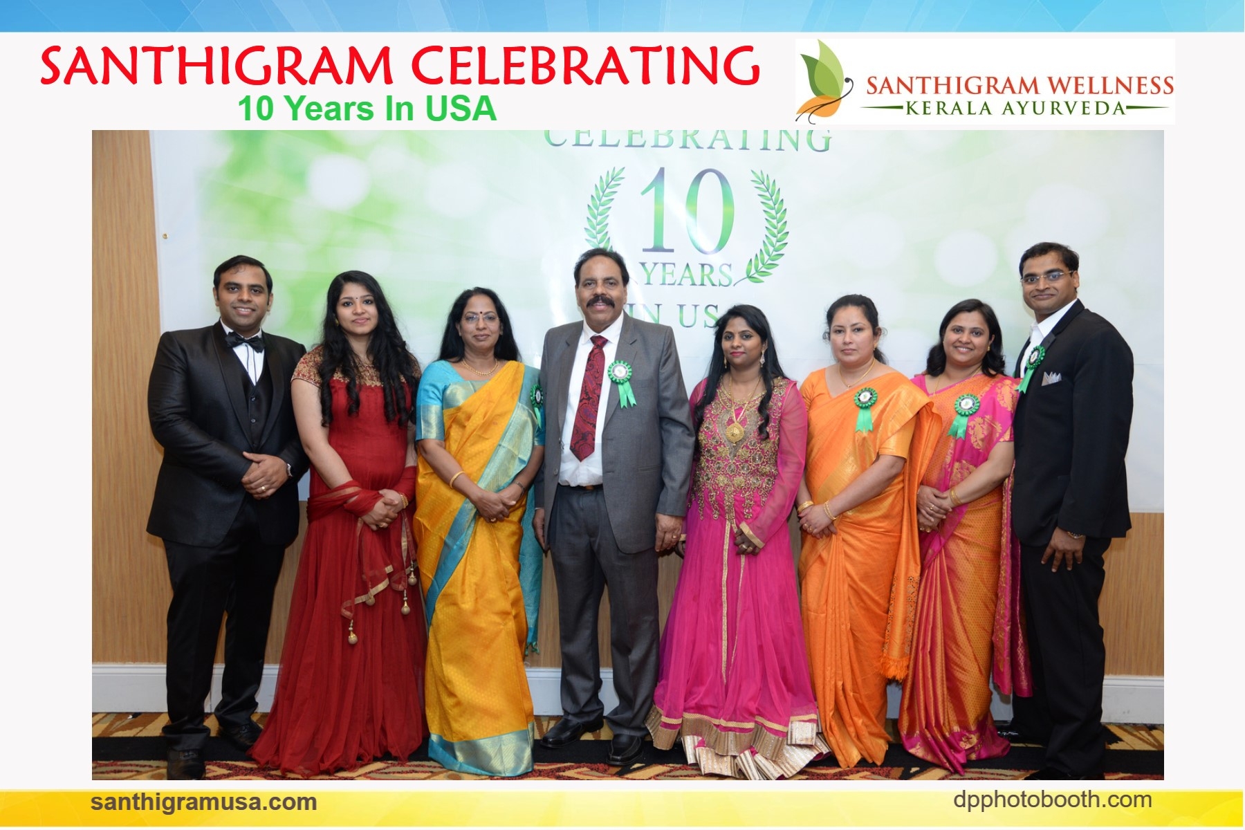 Santhigram owners Dr.Gopinathan, Dr. Ambika, Mr. Binu Nair and Dr. Anurag Nair with its key employees Reeja, Sheena, Jooly and Meenu