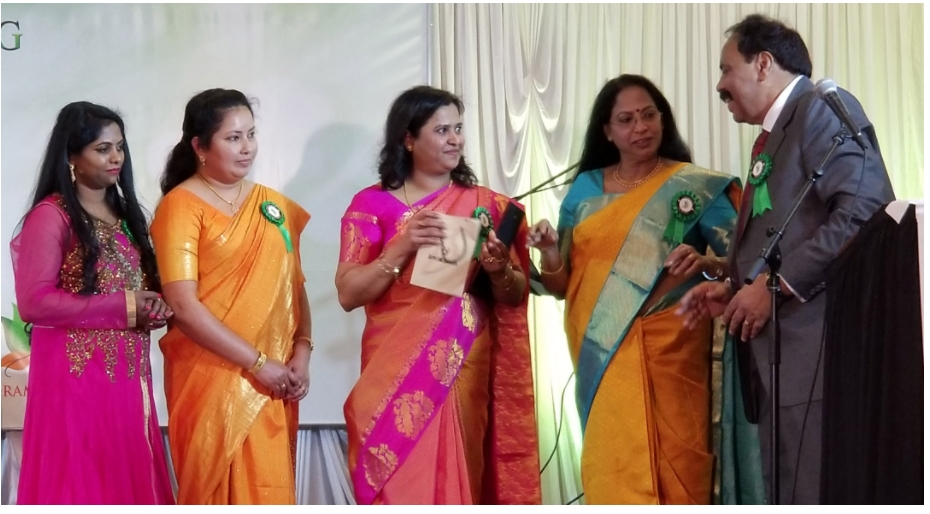 Santhigram Founders honoring with excellence awards its  key employees Reeja, Sheena and Jooly,  who have completed 10 years of dedicated service With Santhigram USA